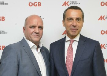 AK Niederösterreich-Präsident Markus Wieser und Bundeskanzler Christian Kern