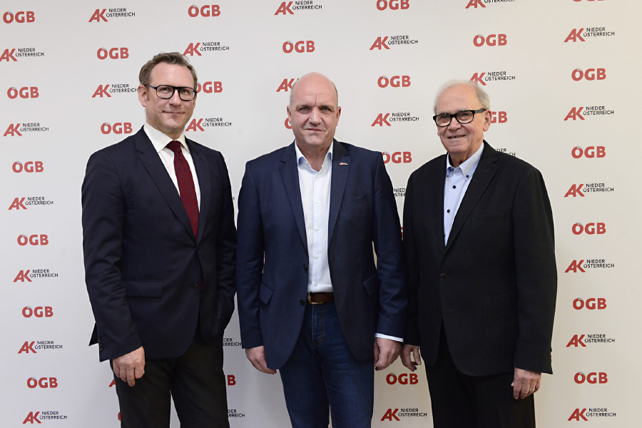 Dialog Forum: Gerechtigkeit braucht Mitbestimmung. Risak (links), Wieser (mitte), Talos (rechts) © Kromus, AK Niederösterreich Dialogforum_Risak_Wieser_Talos © Kromus, AK Niederösterreich