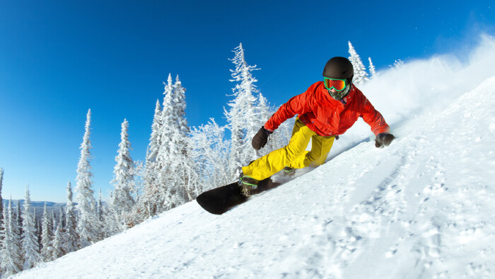 Snowboarder auf der Piste