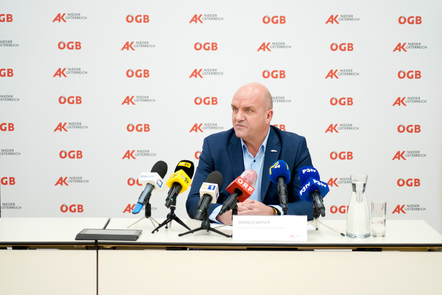 AK Niederösterreich-Präsident und ÖGB NÖ-Vorsitzender Markus Wieser fordert wirkungsvolle Maßnahmen zur Kaufkraftsteigerung. © Wolfgang Prinz, AK Niederösterreich AK Niederösterreich-Präsident und ÖGB NÖ-Vorsitzender Markus Wieser fordert wirkungsvolle Maßnahmen zur Kaufkraftsteigerung. © Wolfgang Prinz, AK Niederösterreich