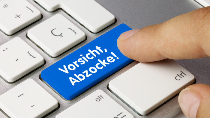 Computer keyboard mit einer Taste: Vorsicht, Abzocke!