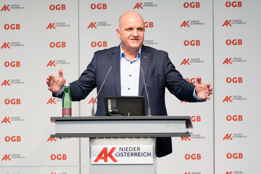 AK Niederösterreich-Präsident und ÖGB Niederösterreich-Vorsitzender Markus Wieser © Wolfgang Prinz, AK Niederösterreich AK Niederösterreich-Präsident und ÖGB Niederösterreich-Vorsitzender Markus Wieser © Wolfgang Prinz, AK Niederösterreich