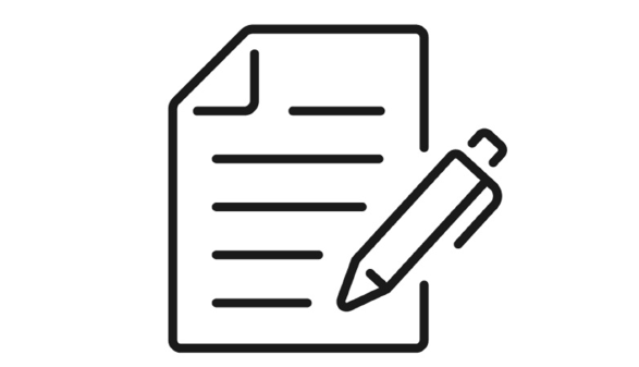 Grafisches Element: Notizblatt mit Stift