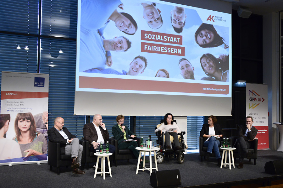 v.l.n.r.: Nikolaus Dimmer, Markus Hofmann, Christine Mayrhuber, Moderatorin Dorothea Brozek, Agnes Streissler, Franz Schellhorn © Alexandra Kromus, AK Niederösterreich v.l.n.r.: Nikolaus Dimmer, Markus Hofmann, Christine Mayrhuber, Moderatorin Dorothea Brozek, Agnes Streissler, Franz Schellhorn © Alexandra Kromus, AK Niederösterreich
